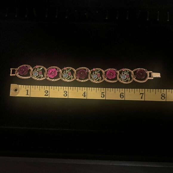 Joan Rivers Womens Bracelet VTG Victorian Rose Flower Rhinestones - Picture 5 of 6